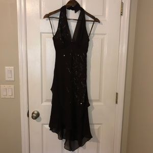 BCBGMAXAZRIA Brown Sequin Halter Dress
